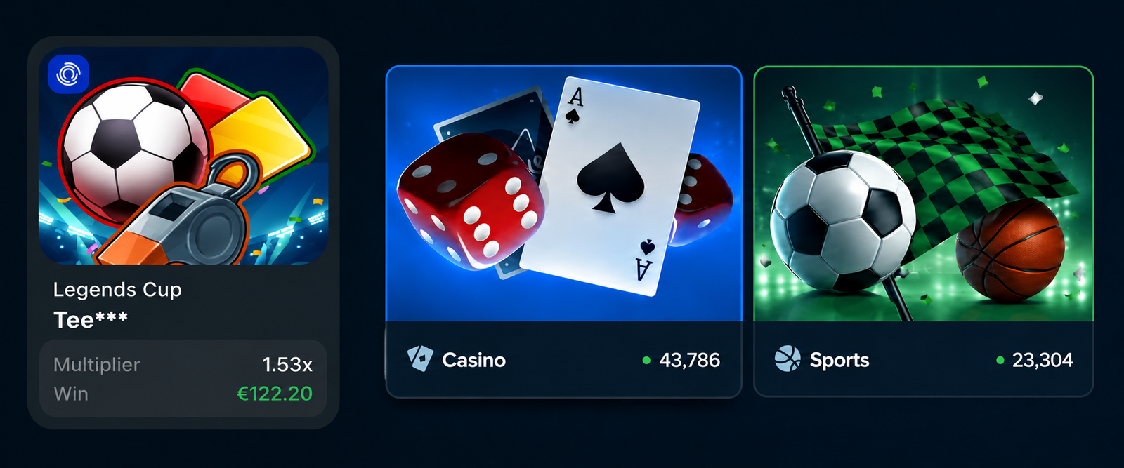 Casino and sportsbook promotional banner for new players